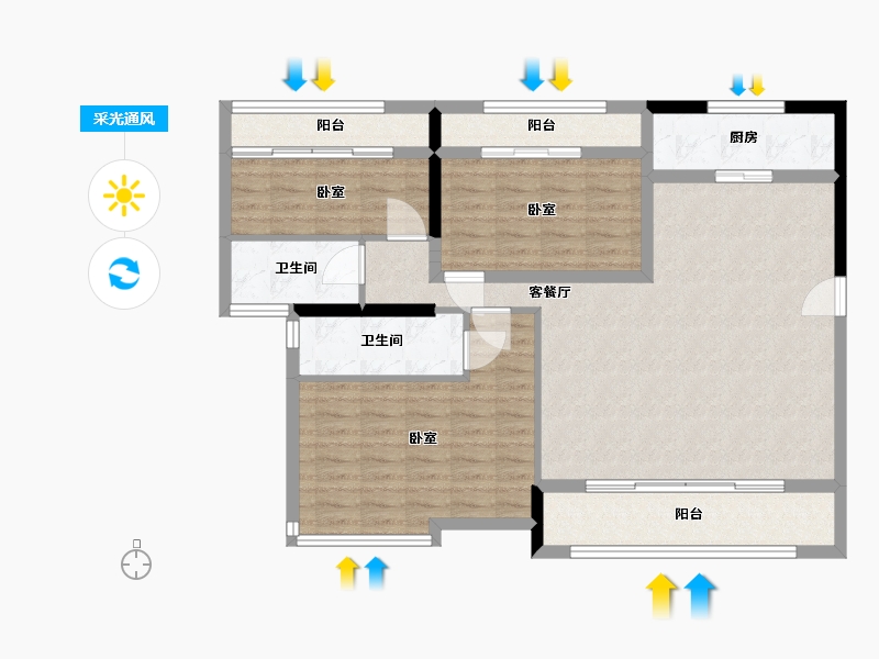 福建省-莆田市-新光·皇庭水岸-102.95-户型库-采光通风