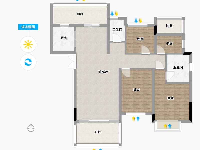 湖南省-怀化市-荷塘悦色-107.72-户型库-采光通风