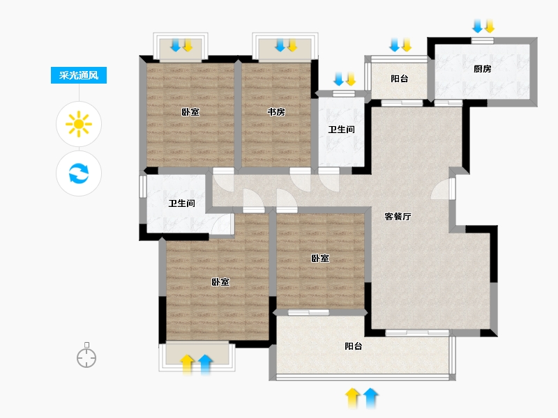 湖南省-常德市-中夏颐苑-113.00-户型库-采光通风