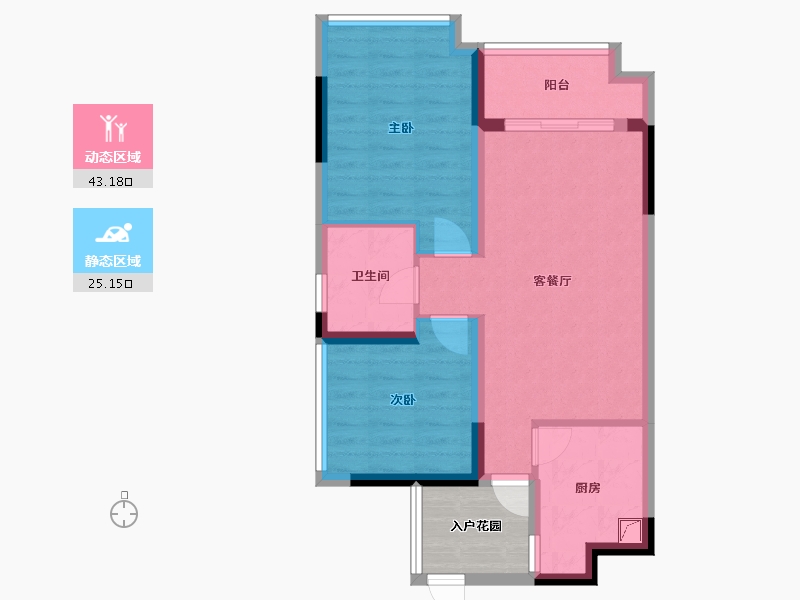 广东省-清远市-中唯·帝景湾-64.89-户型库-动静分区