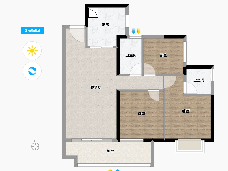 广东省-广州市-保利和悦江山-89.10-户型库-采光通风