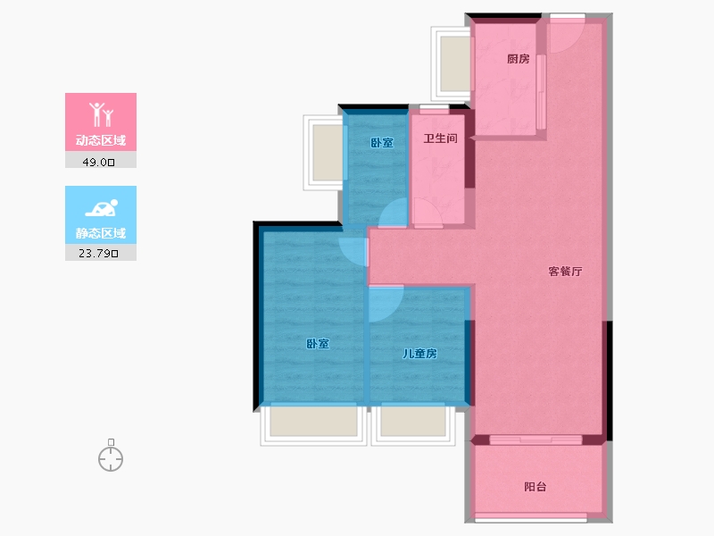 广东省-深圳市-中海阳光橡树园-65.00-户型库-动静分区