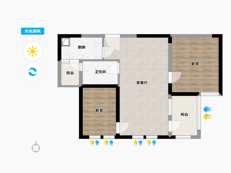 湖北省-武汉市-武汉恒大首府-63.76-户型库-采光通风