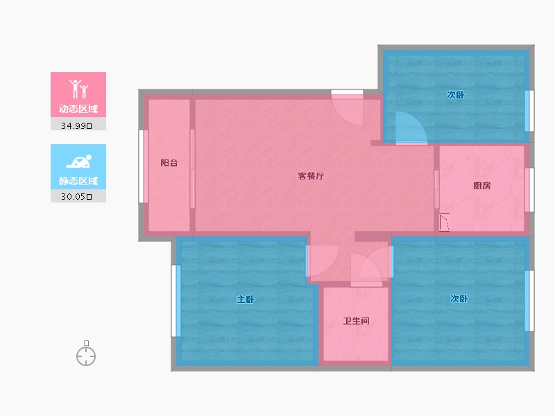 北京-北京市-首创远洋禧瑞天著-57.62-户型库-动静分区