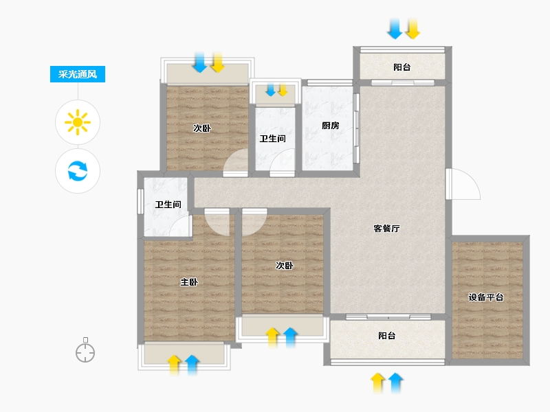 湖南省-娄底市-芙蓉贵府-116.07-户型库-采光通风