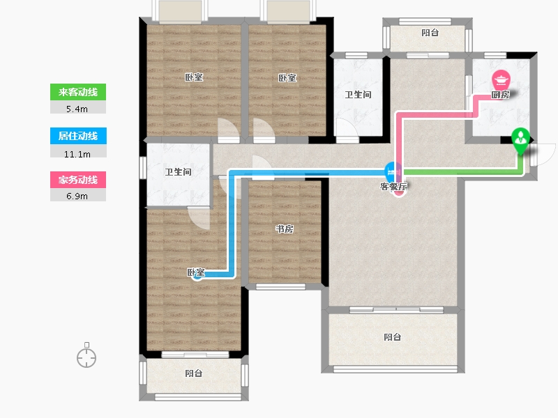 湖南省-郴州市-华东雅苑-127.05-户型库-动静线