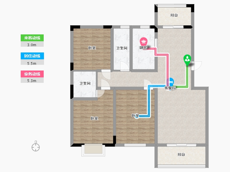 湖南省-衡阳市-金湘富都-107.68-户型库-动静线