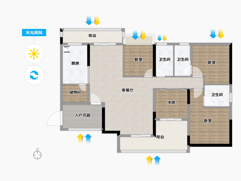 广东省-广州市-科城山庄·峻森园-146.46-户型库-采光通风