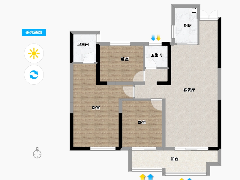 湖南省-岳阳市-万象瑞城-88.08-户型库-采光通风