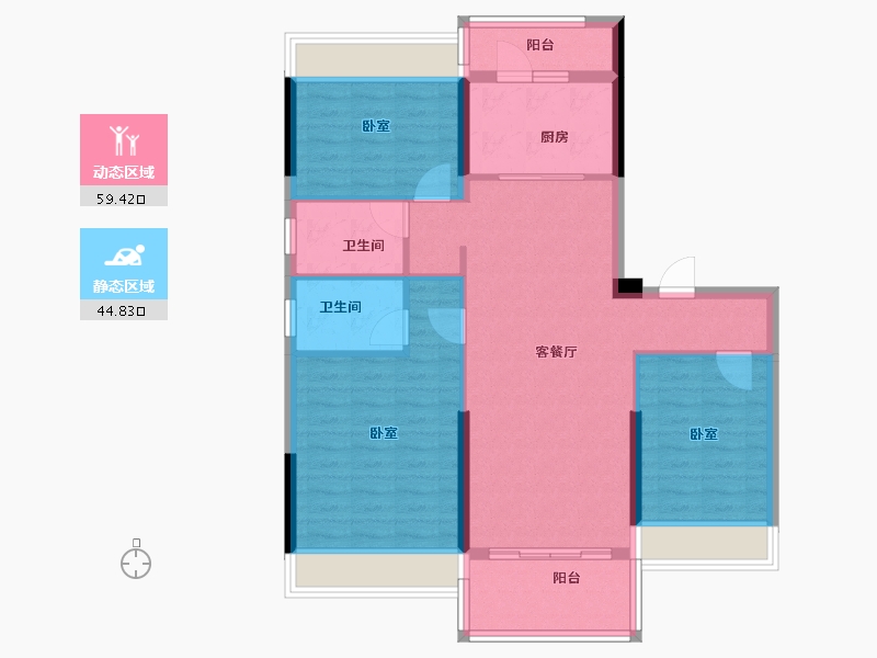 湖南省-岳阳市-碧桂园时代城-93.88-户型库-动静分区