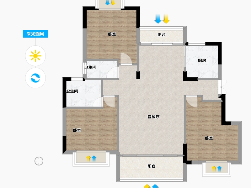 湖南省-岳阳市-云溪大汉新城-94.22-户型库-采光通风