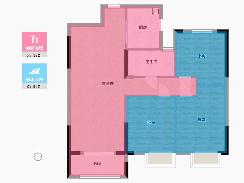 湖北省-武汉市-武地融创锦上公馆-82.04-户型库-动静分区