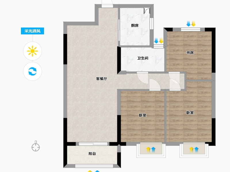 湖北省-武汉市-武地融创锦上公馆-82.04-户型库-采光通风