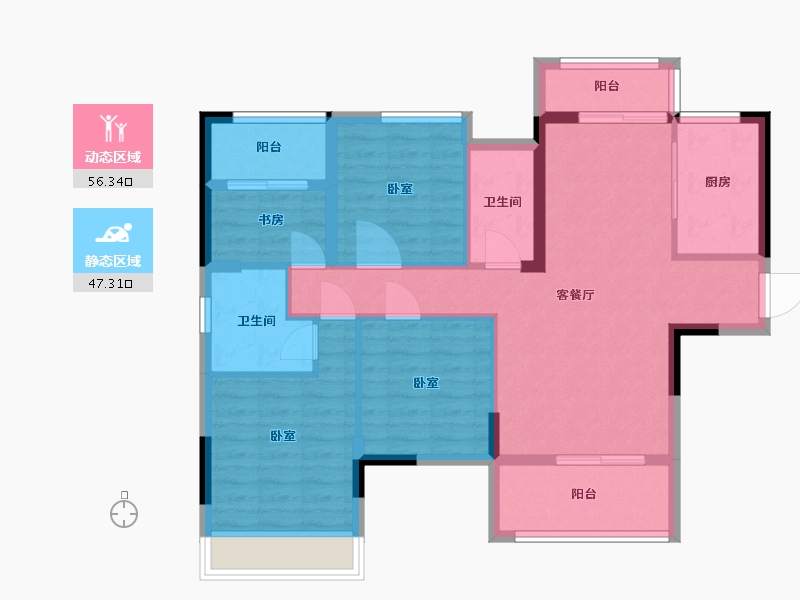 湖南省-郴州市-橙香家园-92.68-户型库-动静分区