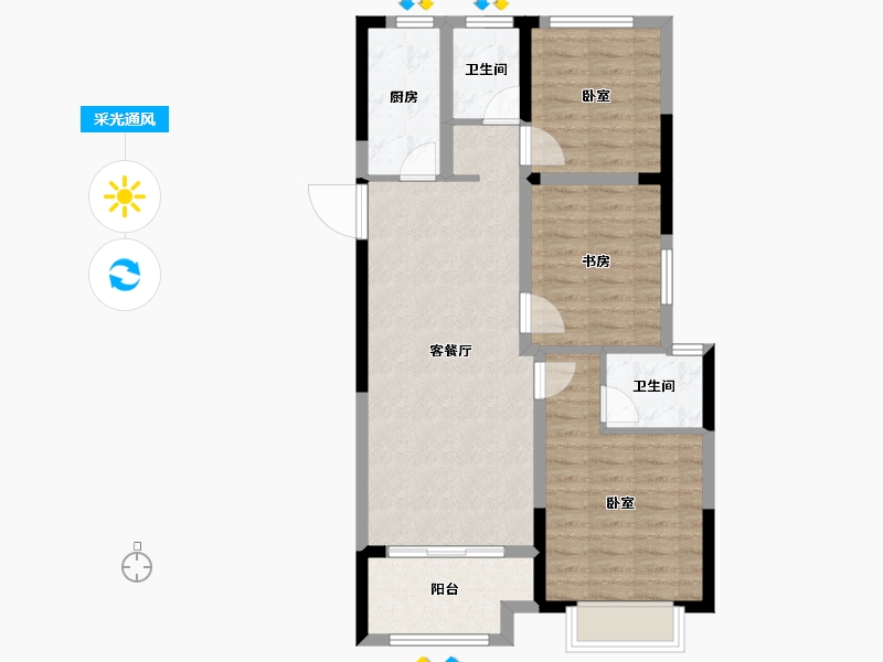 湖南省-岳阳市-祥生•金麟府-78.76-户型库-采光通风