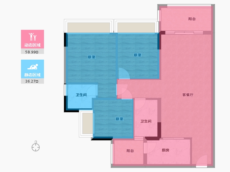 广东省-广州市-龙光玖御湖-85.35-户型库-动静分区