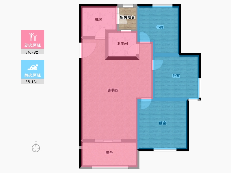 陕西省-西安市-万科荣华金域名城-86.93-户型库-动静分区