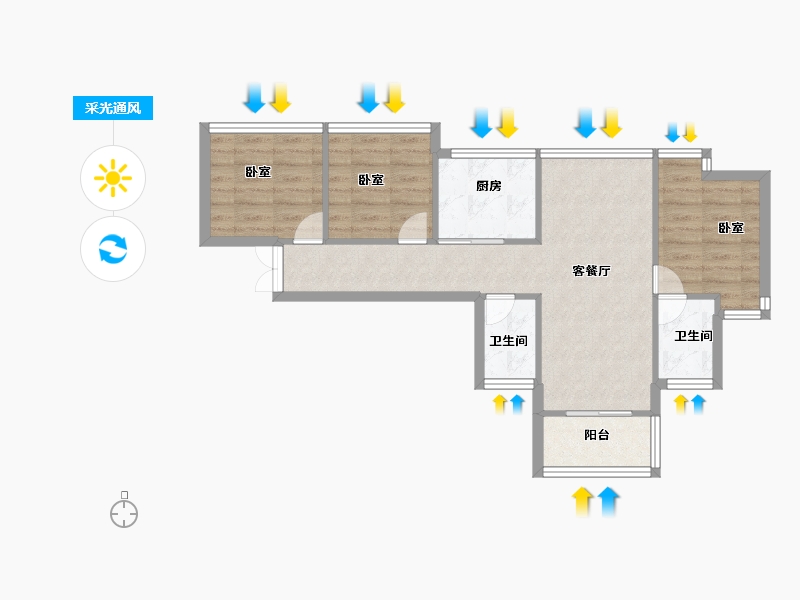 广东省-深圳市-山海四季城Ⅲ四季公馆-63.00-户型库-采光通风