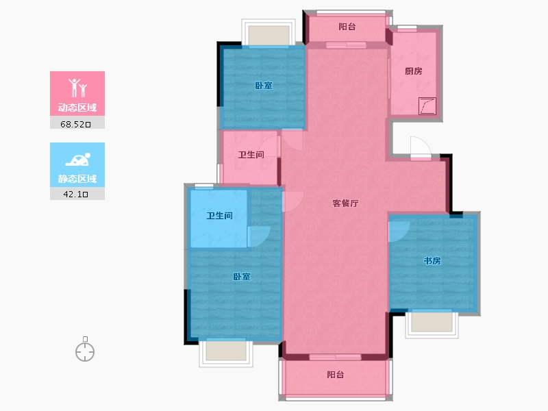 湖北省-武汉市-武地融创锦上公馆-100.00-户型库-动静分区