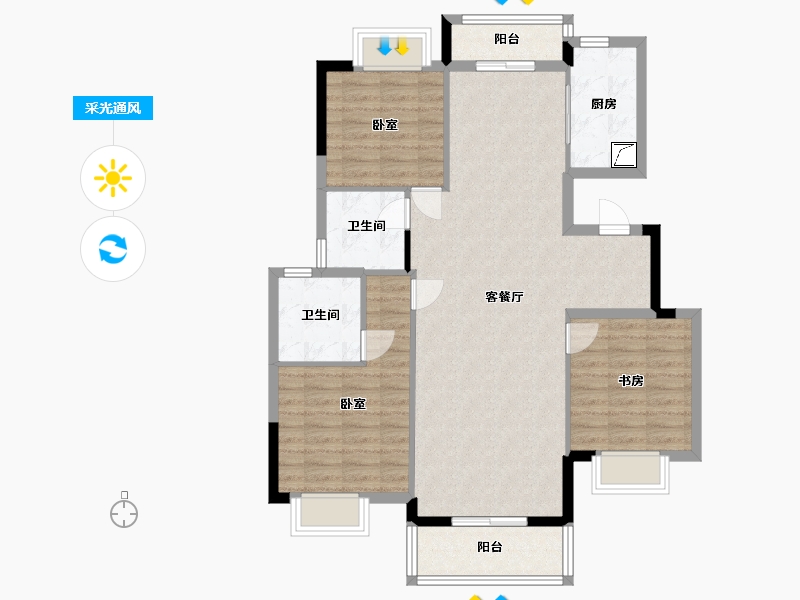 湖北省-武汉市-武地融创锦上公馆-100.00-户型库-采光通风