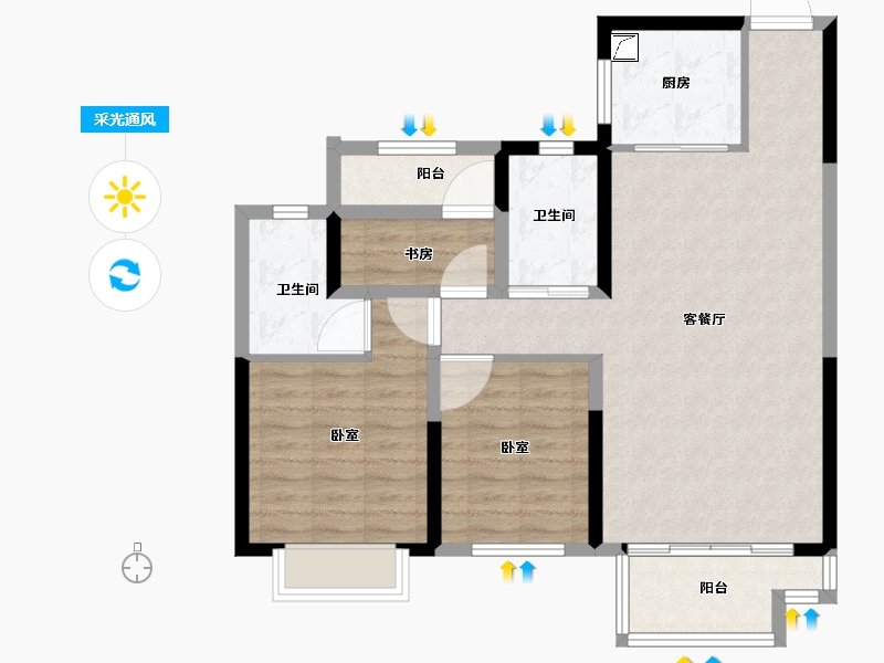 湖南省-郴州市-郴州中梁首府-85.17-户型库-采光通风