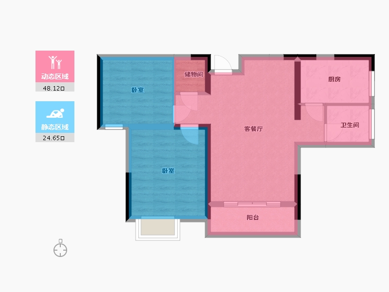 湖南省-郴州市-华东雅苑-64.67-户型库-动静分区