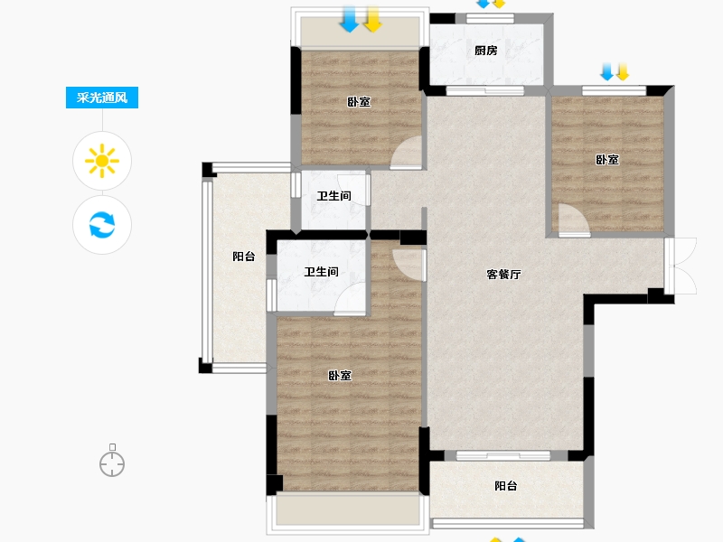 湖南省-岳阳市-九岳山语湖-97.53-户型库-采光通风