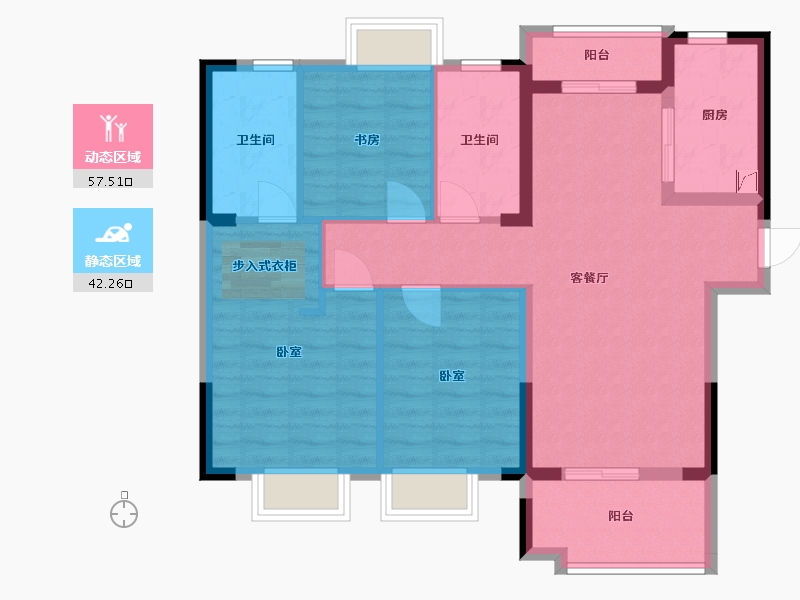 湖北省-武汉市-武地融创锦上公馆-89.00-户型库-动静分区