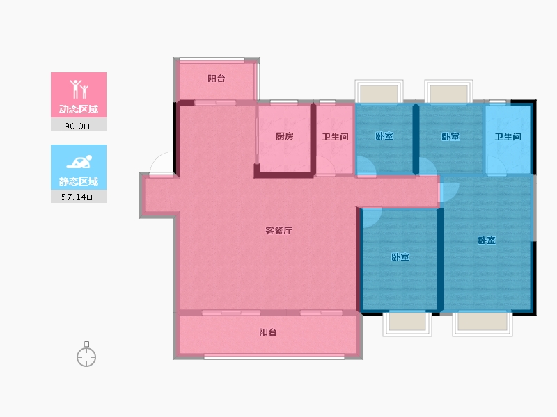 湖南省-长沙市-大汉汉府-133.56-户型库-动静分区