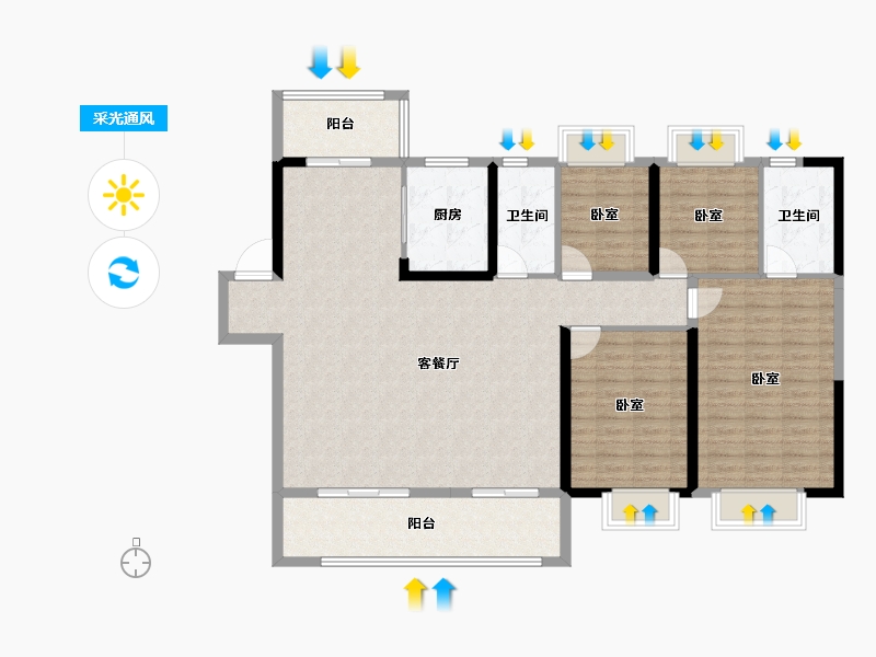 湖南省-长沙市-大汉汉府-133.56-户型库-采光通风