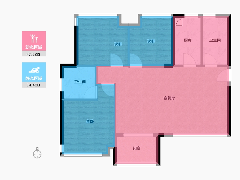 广东省-清远市-中唯·帝景湾-73.68-户型库-动静分区