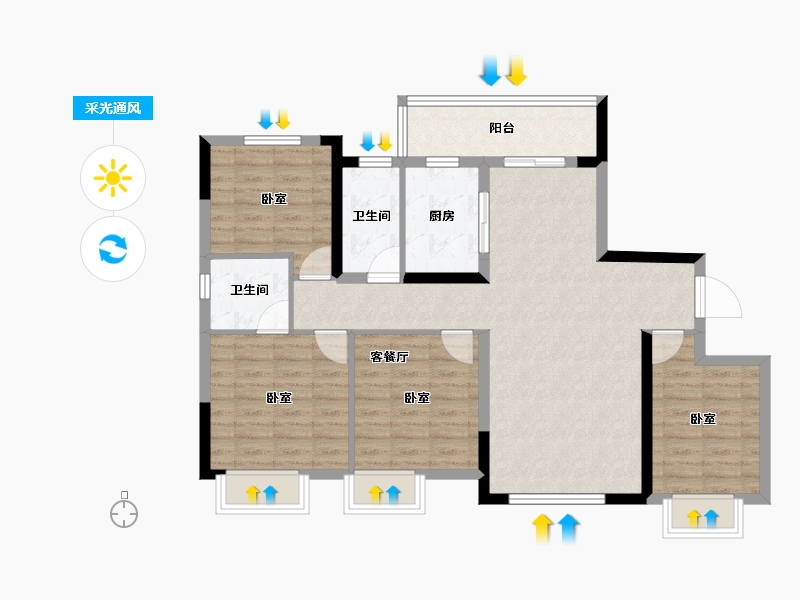 湖南省-长沙市-大汉汉府-93.93-户型库-采光通风