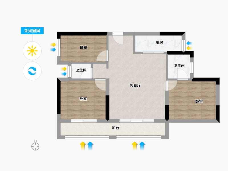 湖南省-岳阳市-中建·嘉和城-65.20-户型库-采光通风