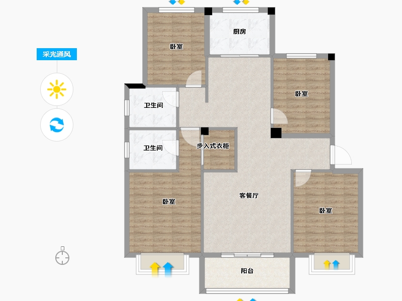 湖南省-岳阳市-祥生•金麟府-117.78-户型库-采光通风