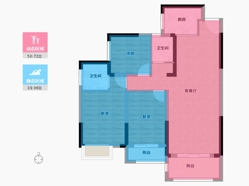 湖南省-岳阳市-德龙·东城华府-79.63-户型库-动静分区