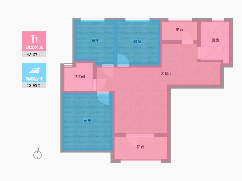 陕西省-西安市-满堂悦MOMΛ-67.12-户型库-动静分区