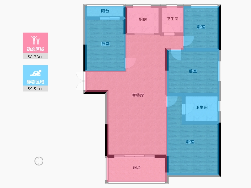 湖南省-怀化市-长鸿驰远华府-106.42-户型库-动静分区