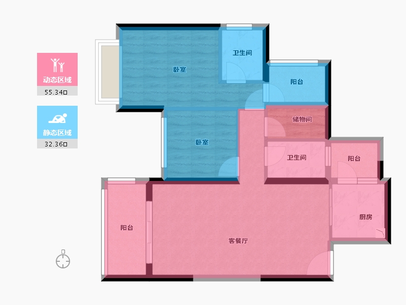 广东省-深圳市-天健天骄北庐-77.83-户型库-动静分区