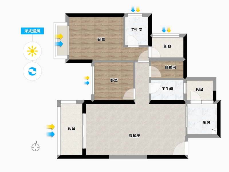 广东省-深圳市-天健天骄北庐-77.83-户型库-采光通风