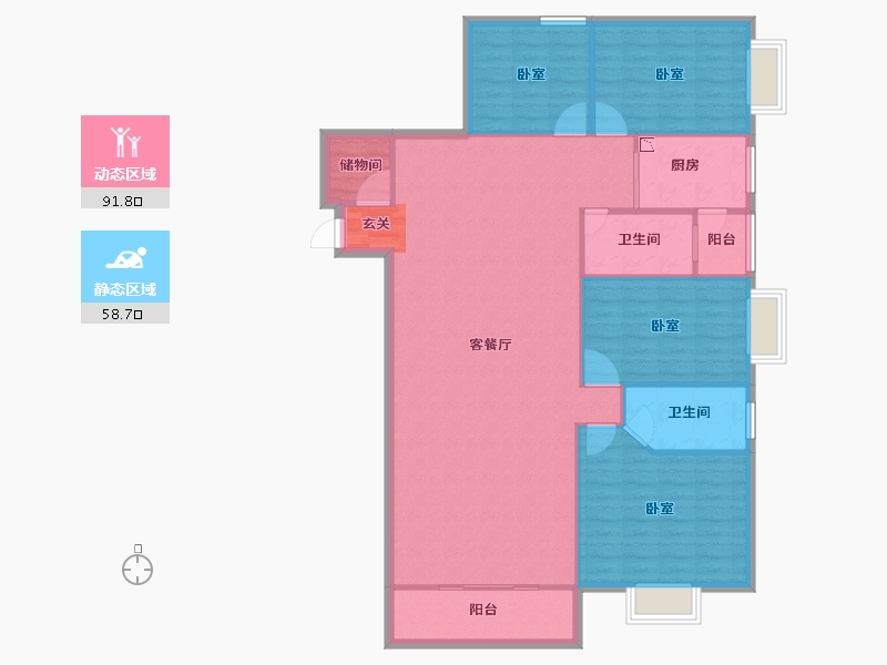 湖南省-怀化市-嘉鸿天街（榆园）-139.36-户型库-动静分区