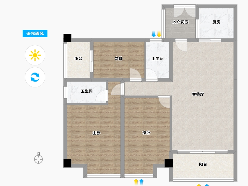 广东省-清远市-金地辉煌·富域城-105.98-户型库-采光通风