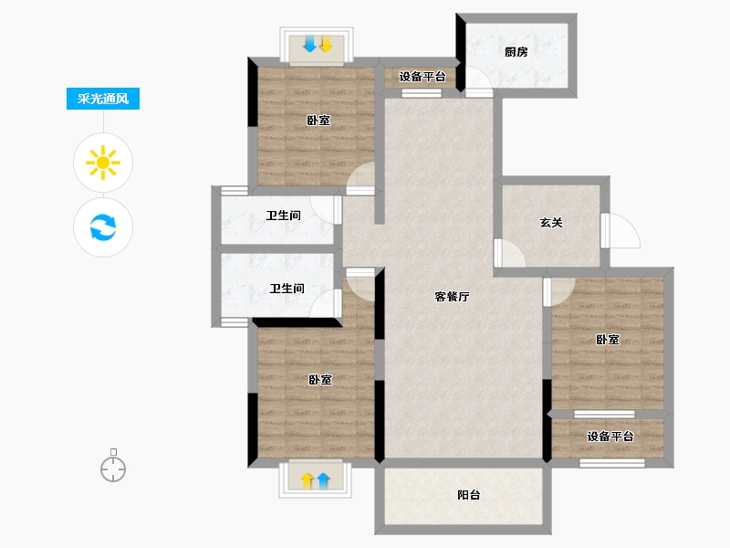 湖南省-常德市-月亮岛-106.83-户型库-采光通风