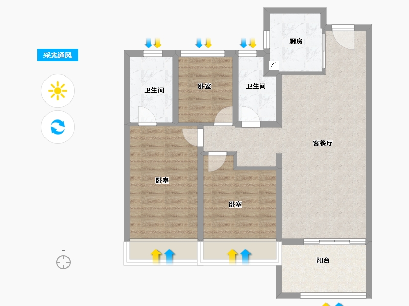 浙江省-嘉兴市-路劲嘉禾金茂府-82.00-户型库-采光通风