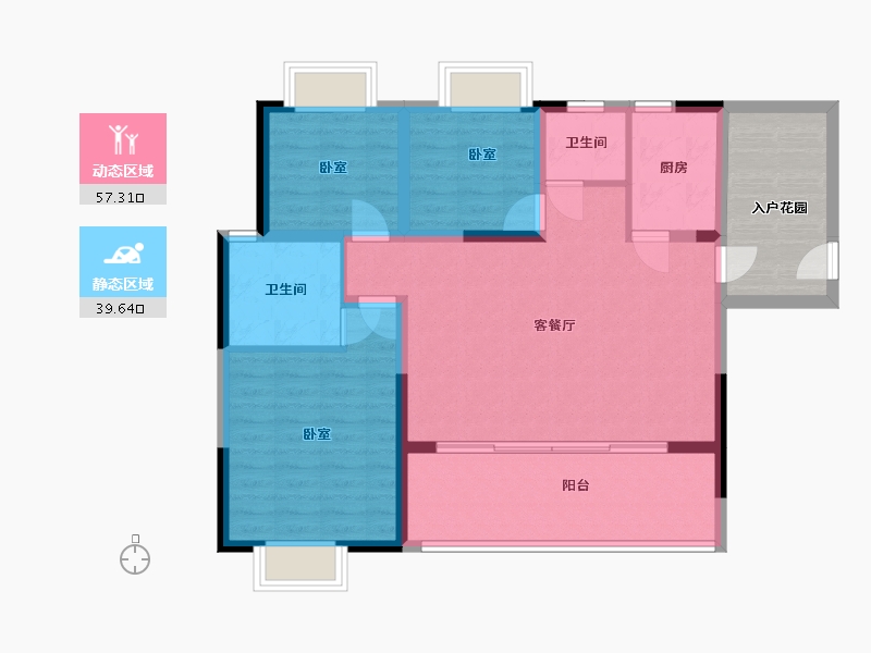 湖南省-郴州市-华东雅苑-95.84-户型库-动静分区