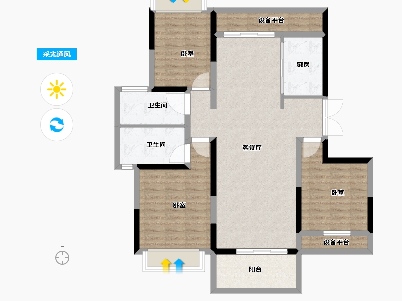 湖南省-常德市-月亮岛-103.00-户型库-采光通风