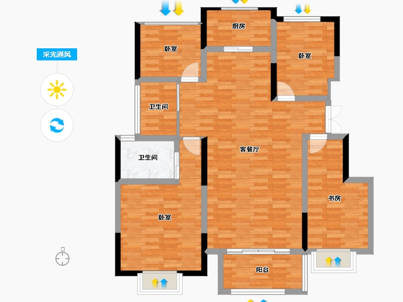 河南省-开封市-路劲九郡-102.99-户型库-采光通风