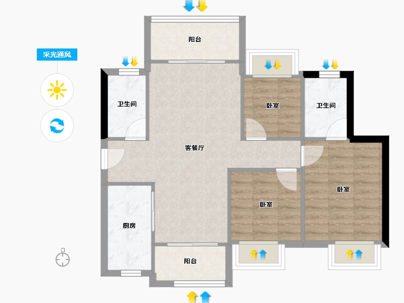 广东省-江门市-时代春树里-72.33-户型库-采光通风