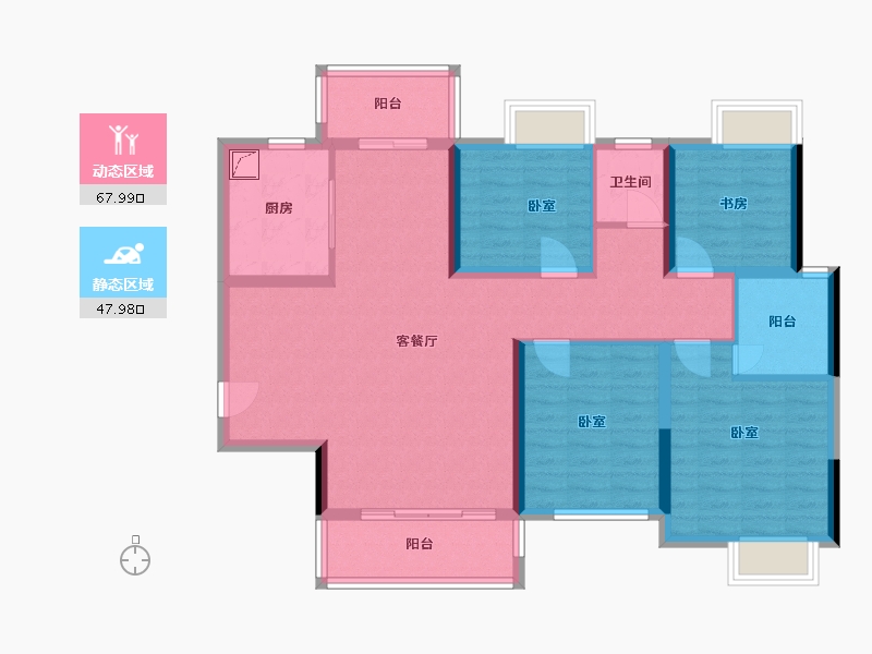 湖南省-长沙市-顺舟·旺城-103.30-户型库-动静分区