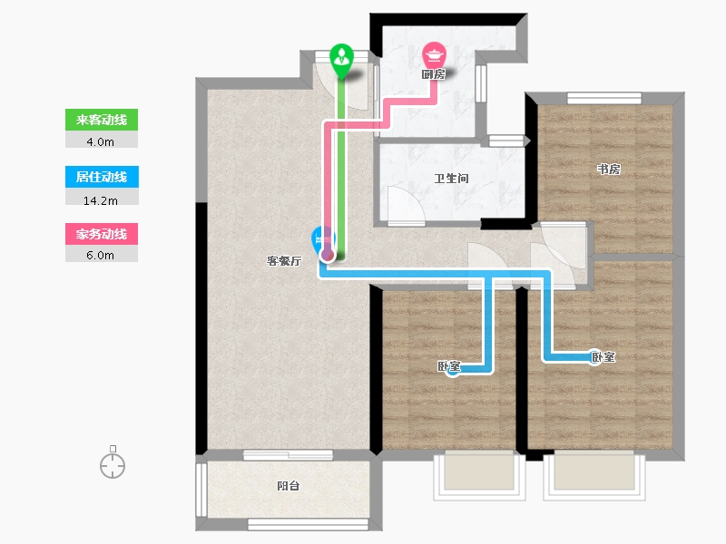 湖北省-武汉市-武地融创金麟壹号-78.00-户型库-动静线