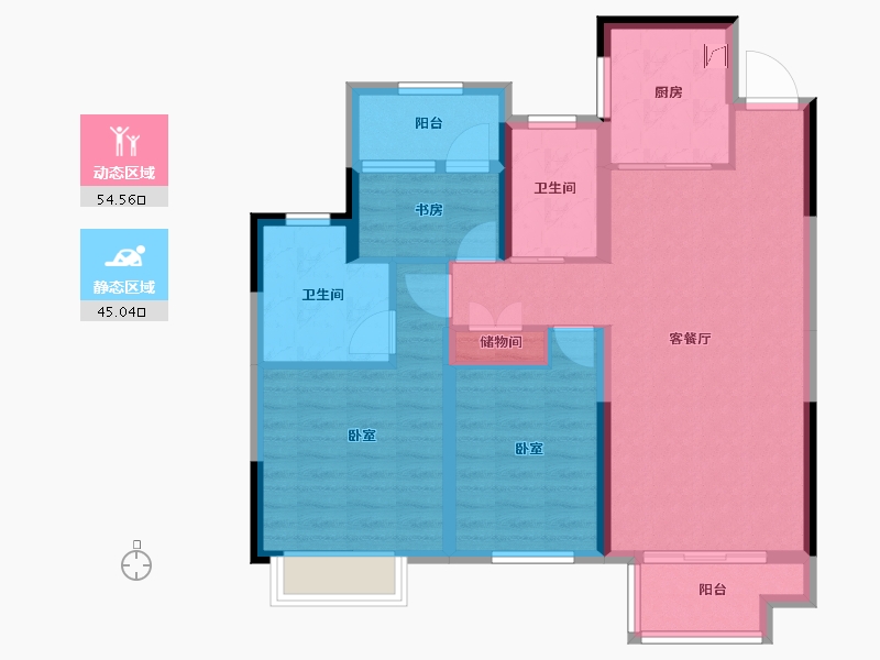 湖南省-郴州市-郴州中梁首府-88.54-户型库-动静分区